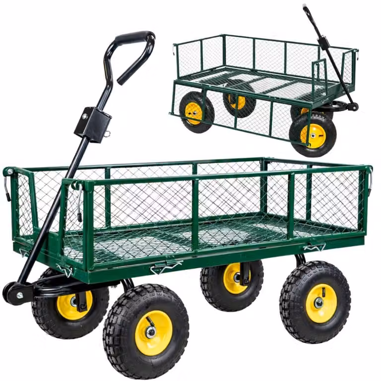 Carrello da giardino pieghevole, rimorchio in acciaio, 200 kg