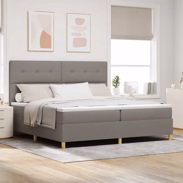 Letto a molle con testiera Talpa vidaXL in tessuto beige o grigio L: 200 cm, P: 200 cm, H: 280 cm – 1