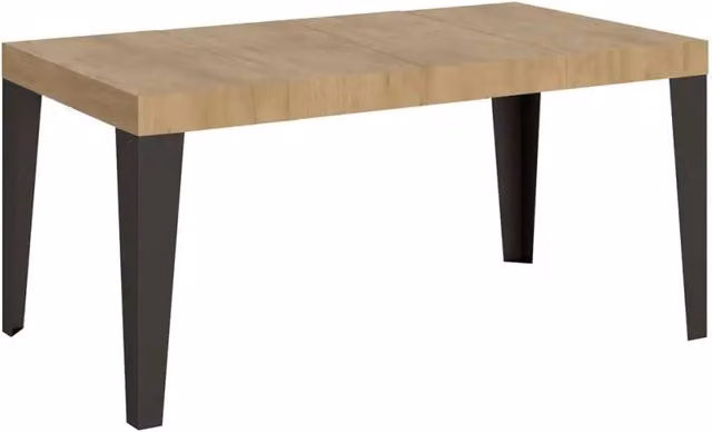 Tavolo allungabile Flame Premium di Ityhome, colore quercia natura e gambe antracite, L: 130-234 cm, P: 90 cm, H: 77 cm