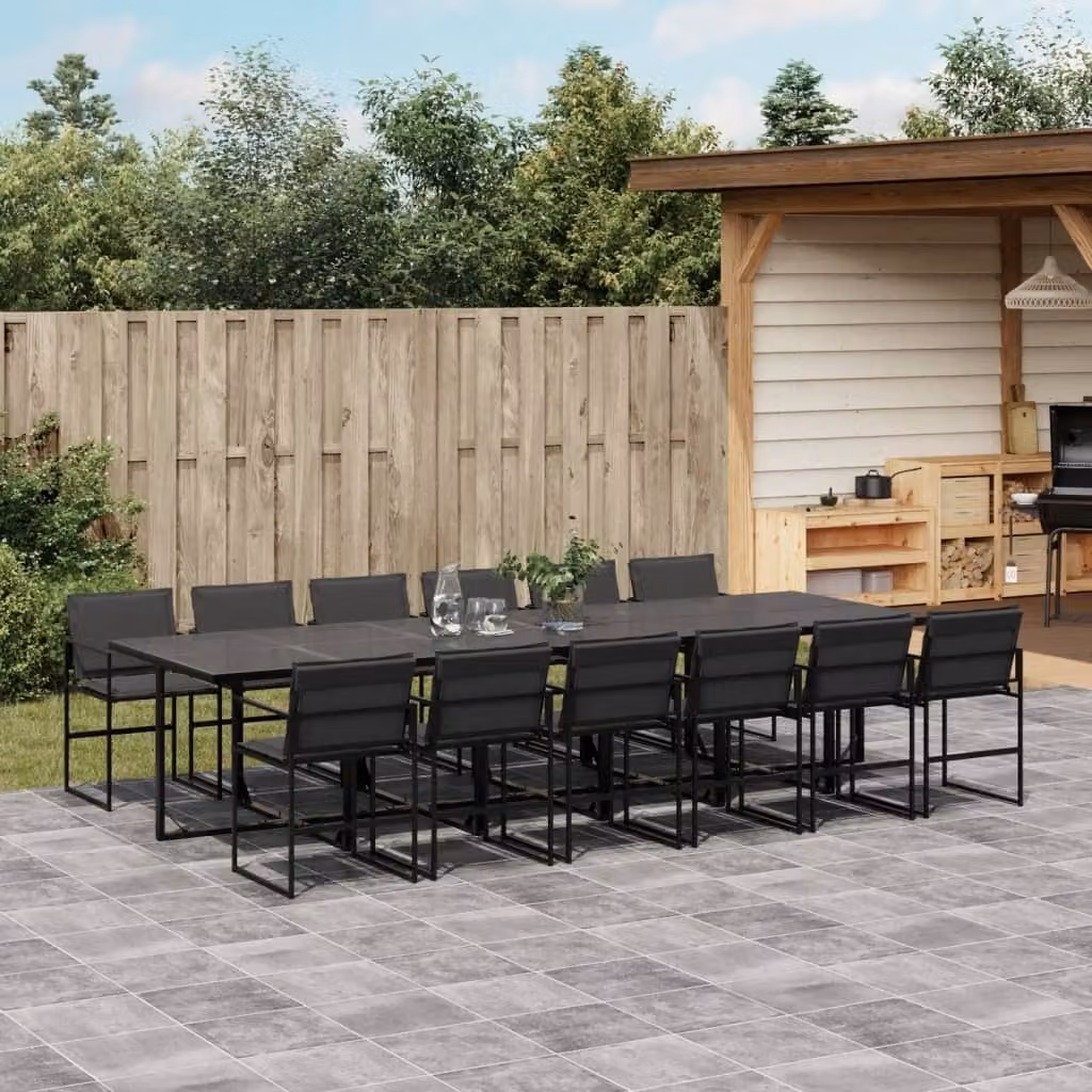 Maison Exclusive - Set da pranzo da giardino da 13 pezzi con cuscini in Textilene nero