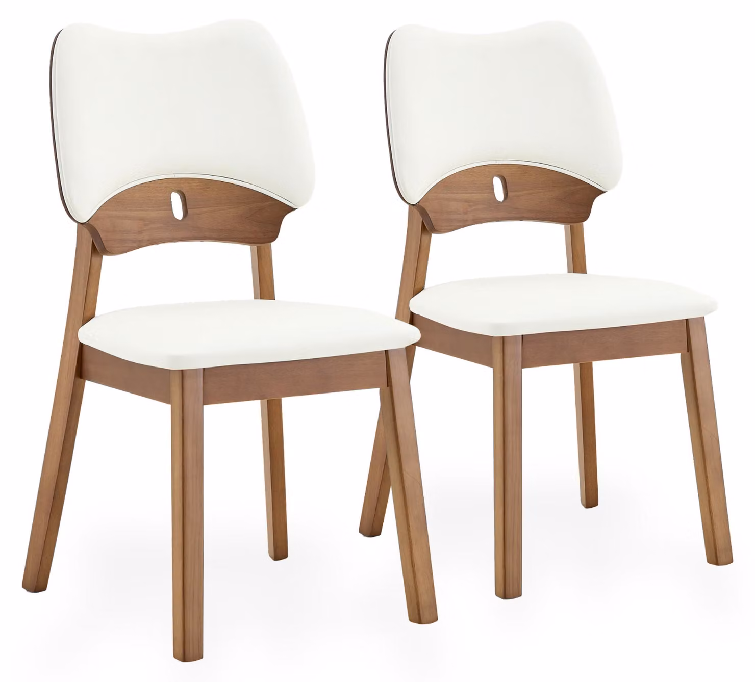 Set di 2 sedie da pranzo in stile scandinavo, con schienale a forma di farfalla, struttura in legno di gomma, seduta imbottita in poliuretano e piedini antiscivolo, ideali per la sala da pranzo o la cucina
