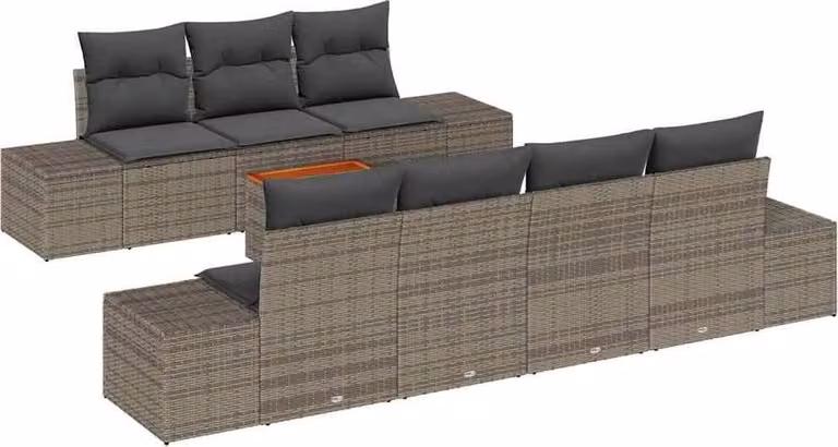 Set Divano da Giardino 8 pcs Grigio polyrattan