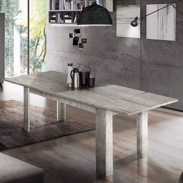 Tavolo per sala da pranzo Arizon, Made in Italy, Tavolo moderno con allunghe, Consolle allungabile, cm 140/190x90h75, Cemento