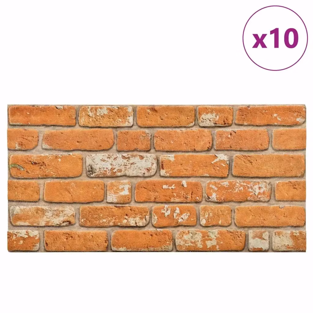 Set di 10 pannelli da parete in schiuma EPS effetto mattone vidaXL, colore marrone e arancione, L: 100 cm x H: 50 cm – 2