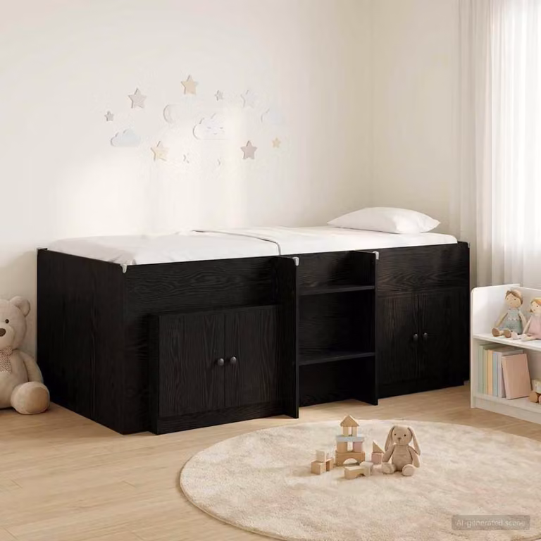 Maison Exclusive - Letto a soppalco con armadio, 3 pezzi, struttura in legno nero