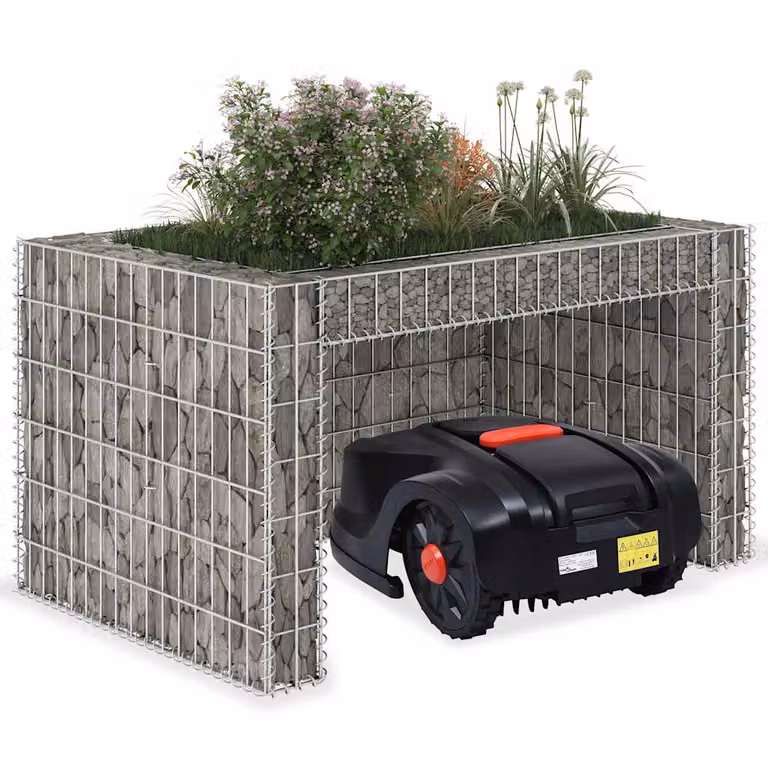 Casetta per rasaerba con fioriera rialzata vidaXL in acciaio grigio L 110 cm x P 80 cm x H 60 cm