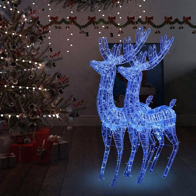 XXL Renna decorazione natalizia acrilica 250 LED 2 pezzi 180 cm