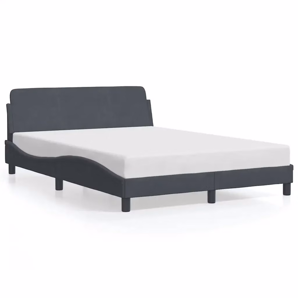 Letto moderno vidaXL in velluto grigio con struttura in legno e metallo L: 140 cm, P: 208 cm, H: 74,5 cm – 2