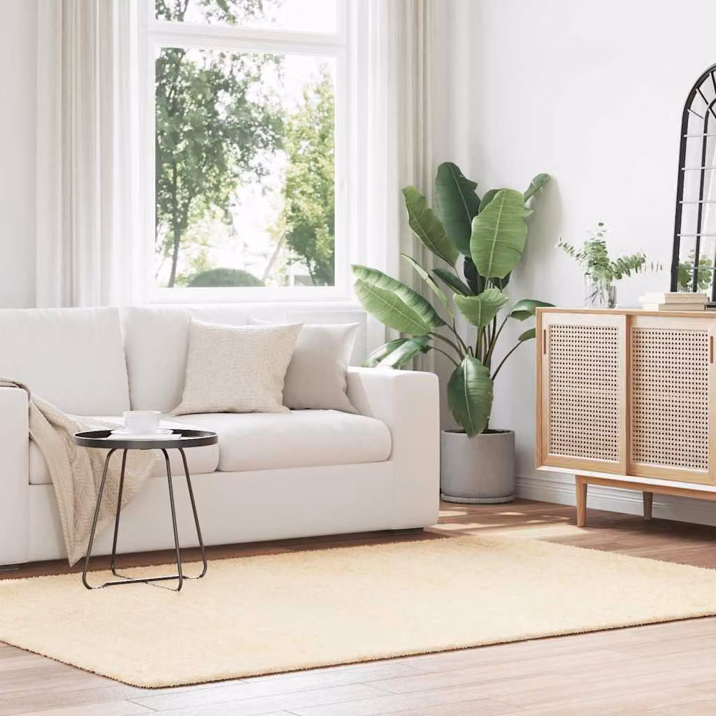 Tappeto Shaggy a Pelo Lungo vidaXL NAVARRA Crema Beige in Poliestere L: 160 cm, P: 230 cm