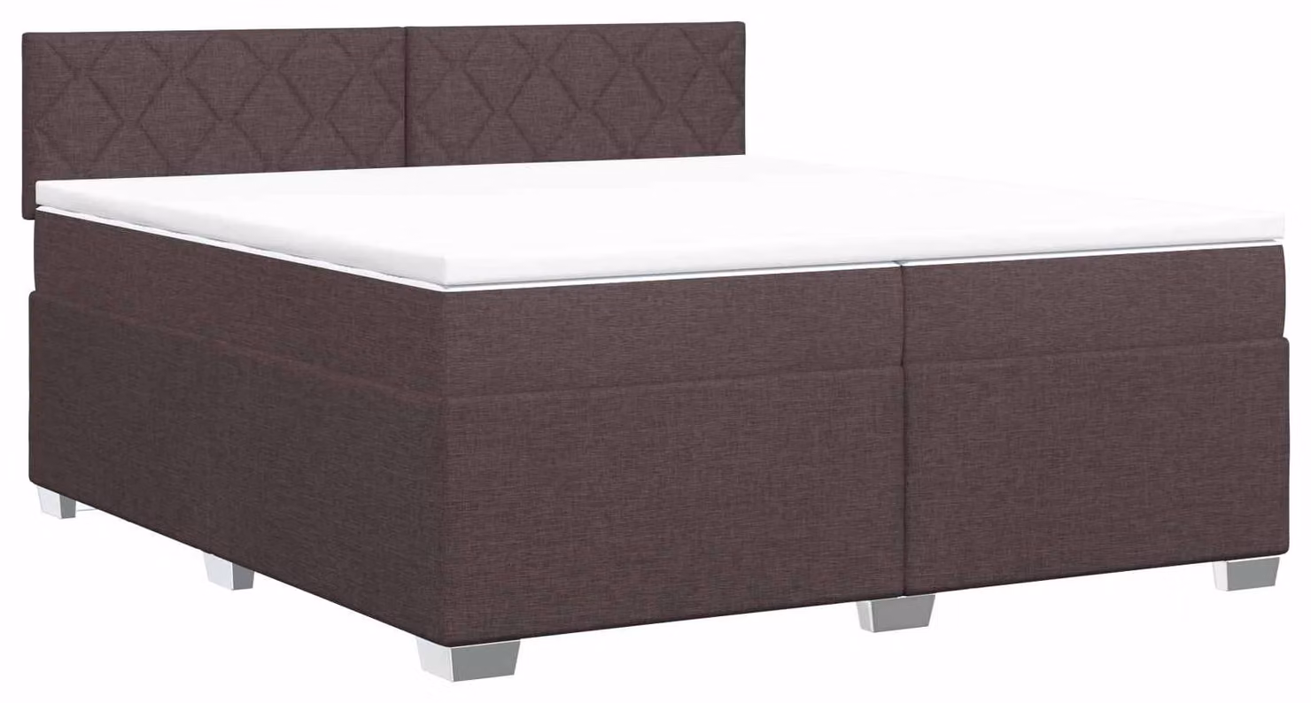 Letto a molle con materasso marrone scuro 200 x 200 cm in tessuto