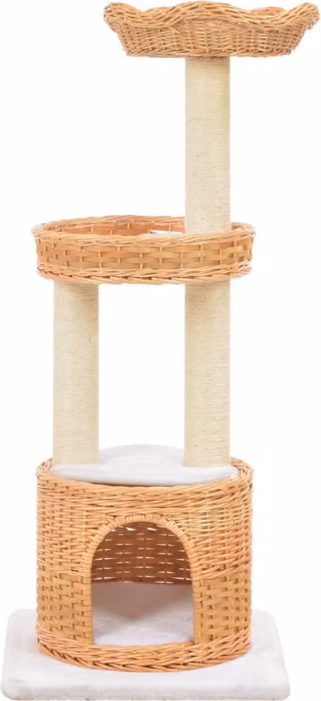 Albero per Gatti con Tiragraffi in Legno di Salice Naturale