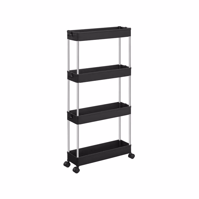 Carrello da Cucina a 4 Ripiani Nero | SONGMICS, Nero