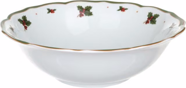 Insalatiera di Natale KASANOVA in ceramica bianca e verde, Diametro: 23 cm, Altezza: 7,5 cm