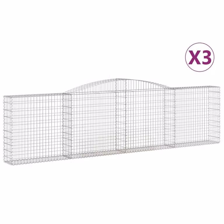 Cesti Gabbioni ad Arco 3 pz 400x30x100/120 cm Ferro Zincato