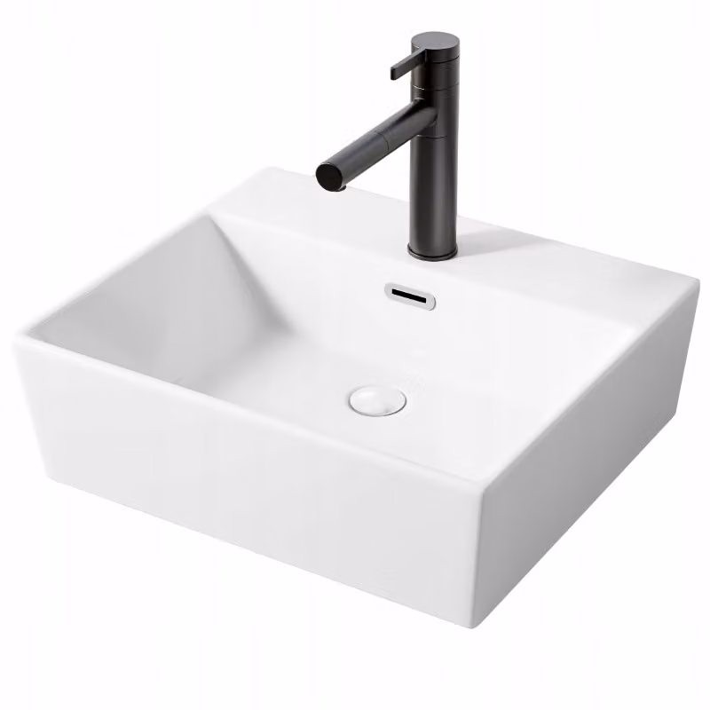 Lavabo in Vetroceramica Piastra rettangolare bianca Grande 40 X 30 cm