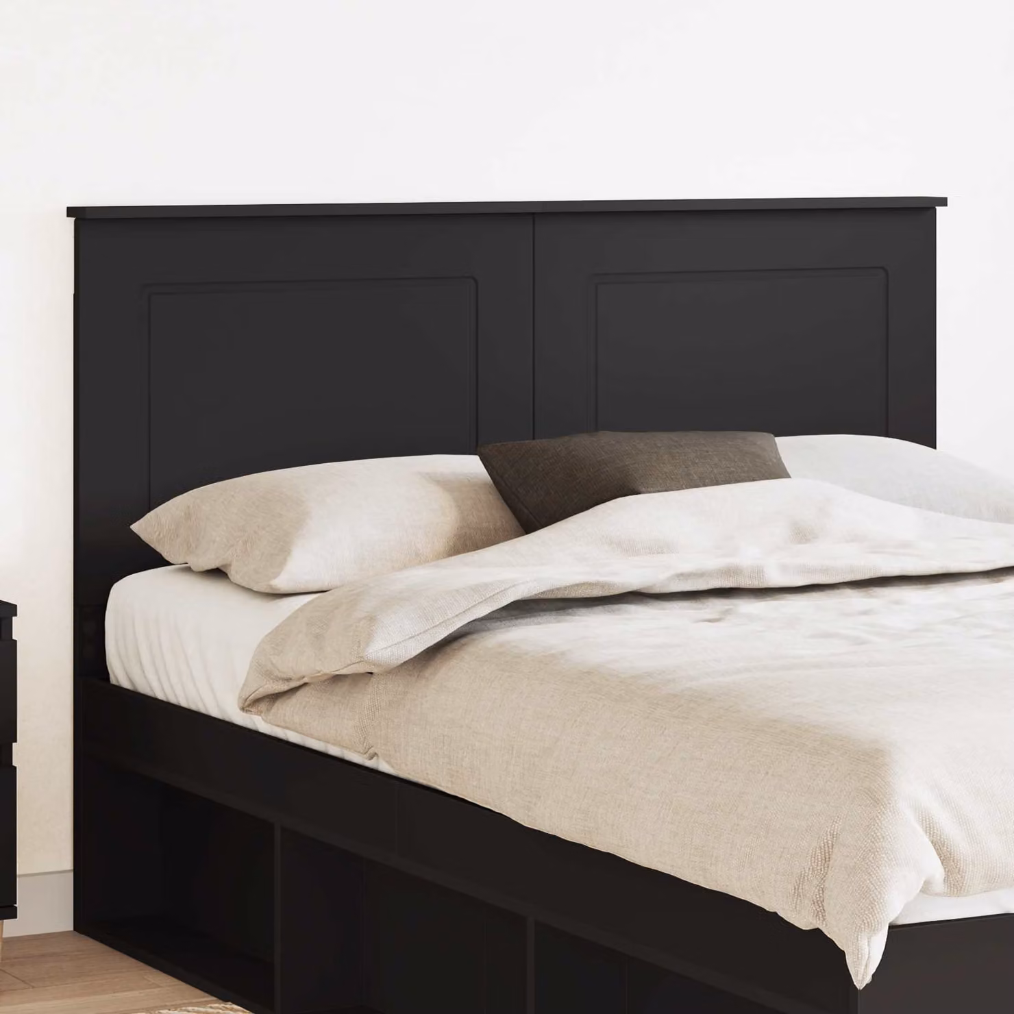 Testiera per letto vidaXL in legno ingegnerizzato nero, Larghezza: 100 cm, Altezza: 153 cm, Profondità: 7 cm