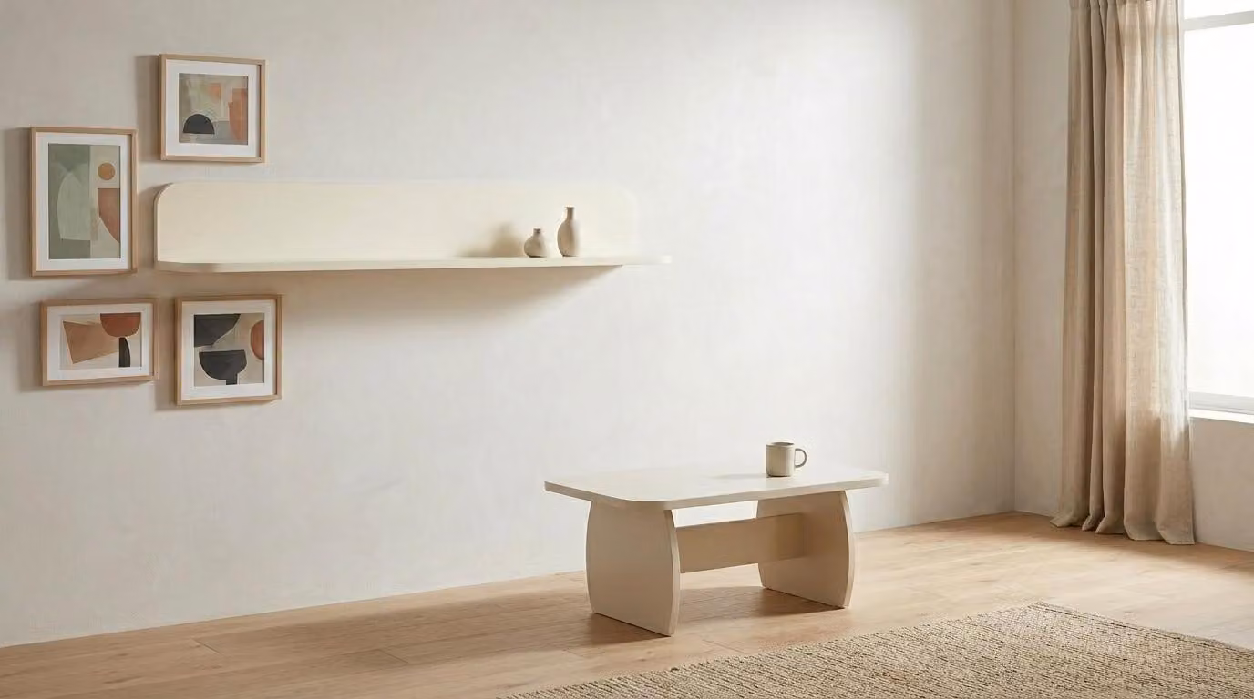 Tisch Wandregal Stil modern weiß rechteckig Wohnzimmer praktisch bequem