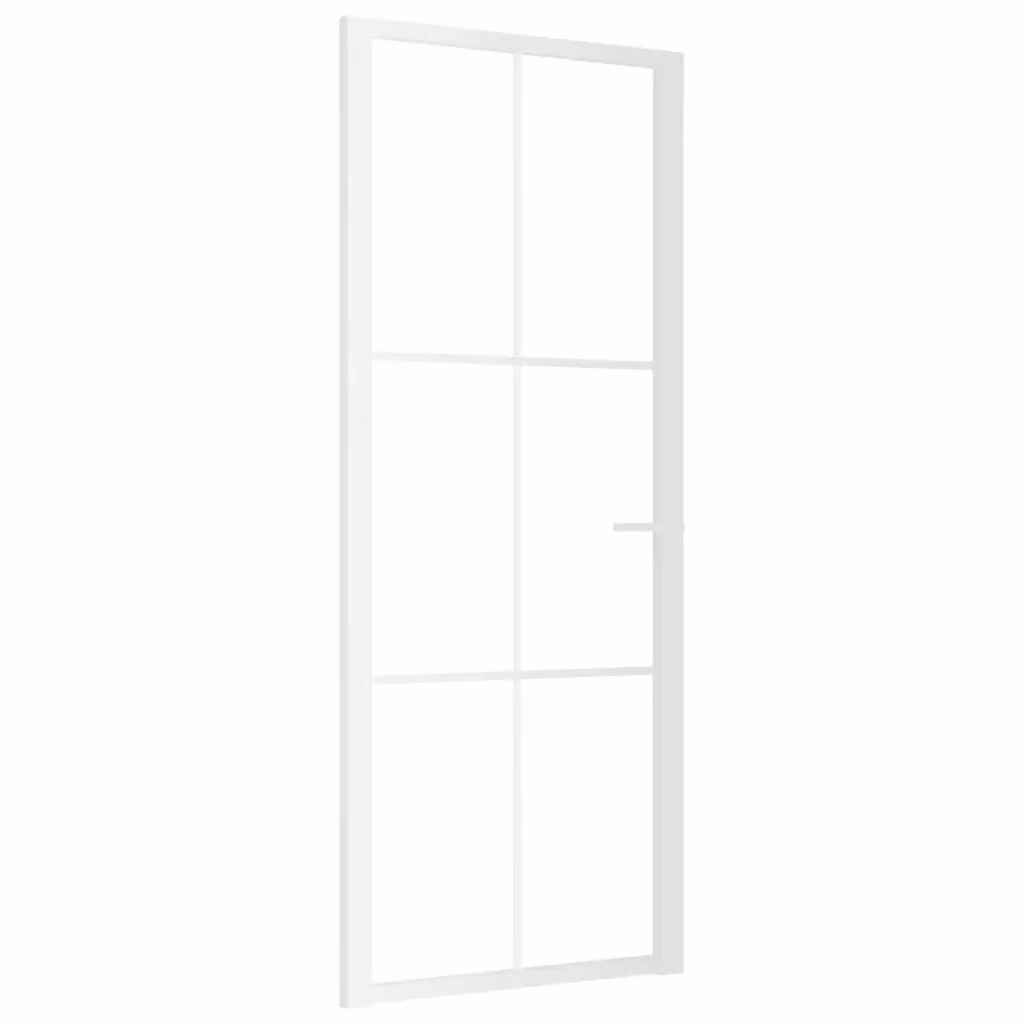 Porta in vetro e alluminio moderna vidaXL, colore bianco e trasparente, reversibile, L: 83 cm, H: 201,5 cm – 2