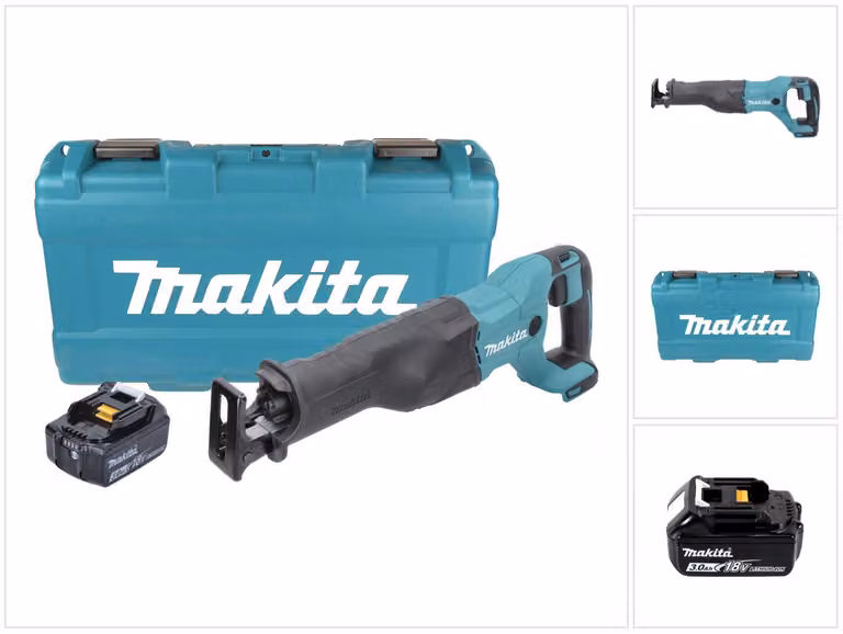 Makita DJR 186 F1K 18V Seghetto diritto a batteria in valigetta da trasporto + 1x Batteria BL 1830 3,0 Ah - senza caricabatterie