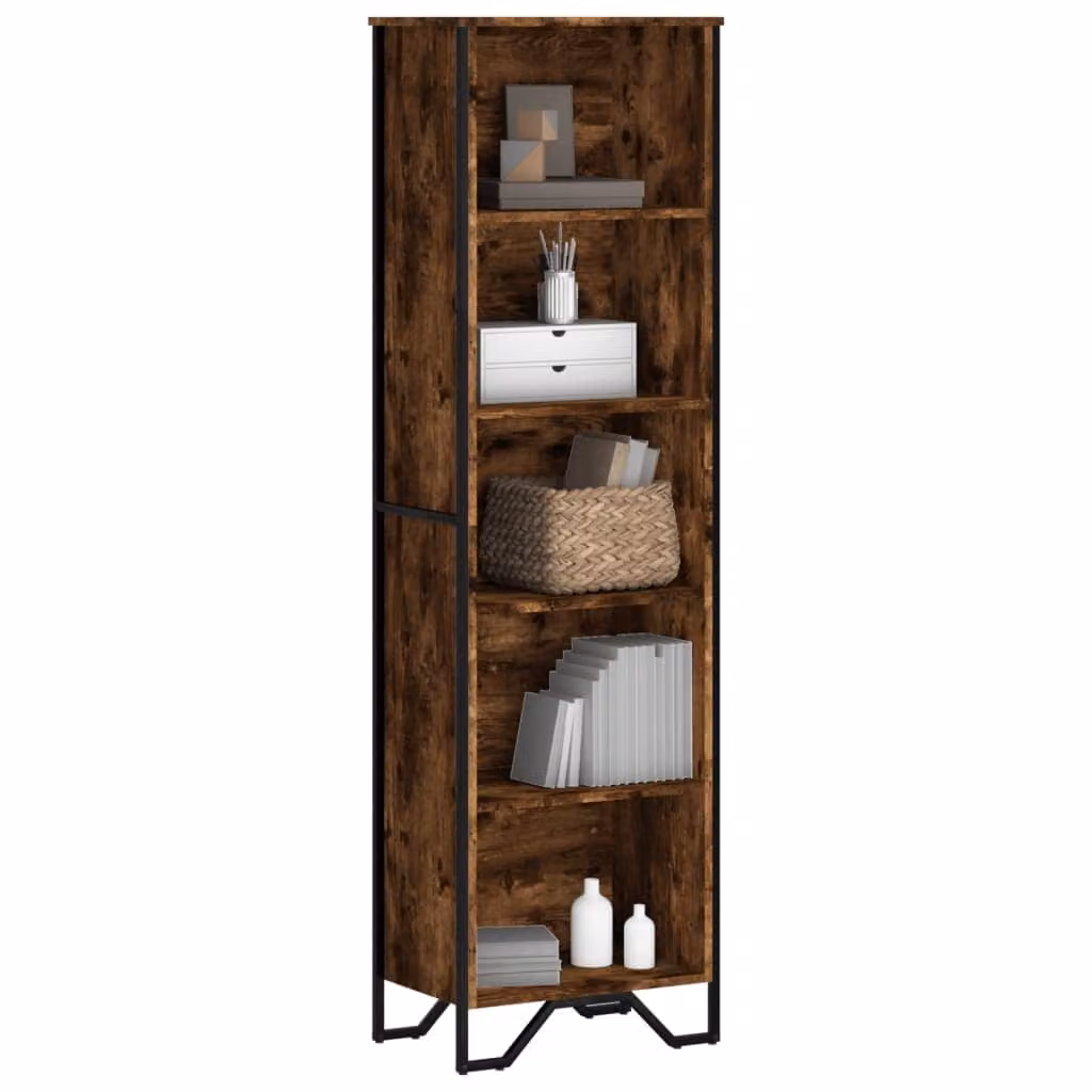 Libreria moderna vidaXL in legno e metallo color marrone, L 50 cm x P 31 cm x H 169 cm