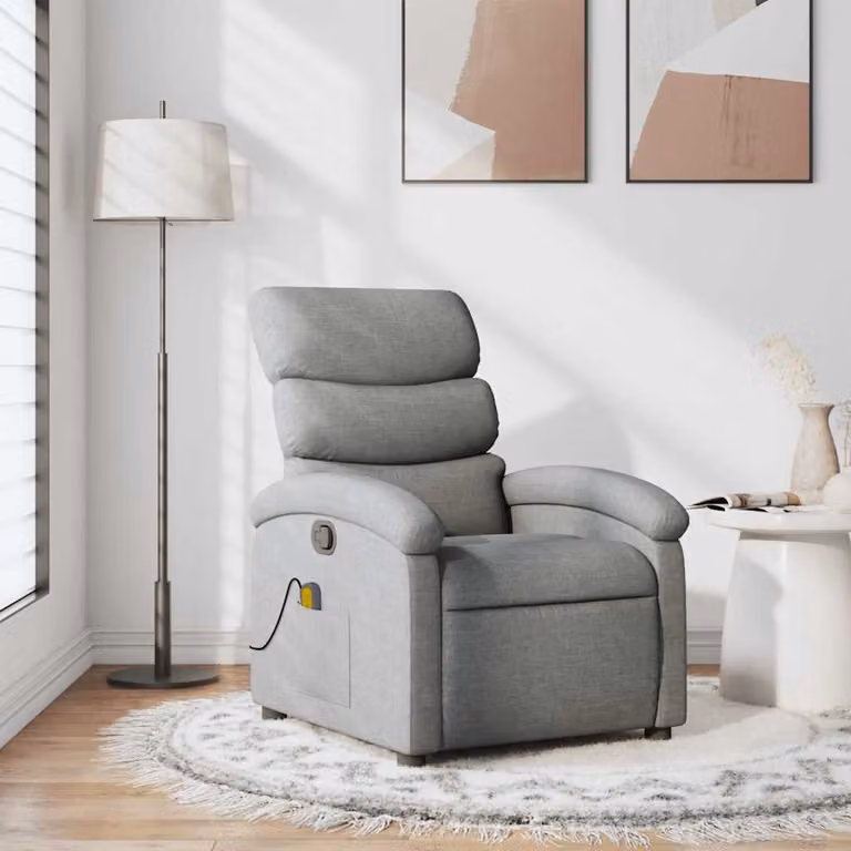 vidaXL Poltrona Reclinabile Relax Grigio con Braccioli in Tessuto e Schiuma