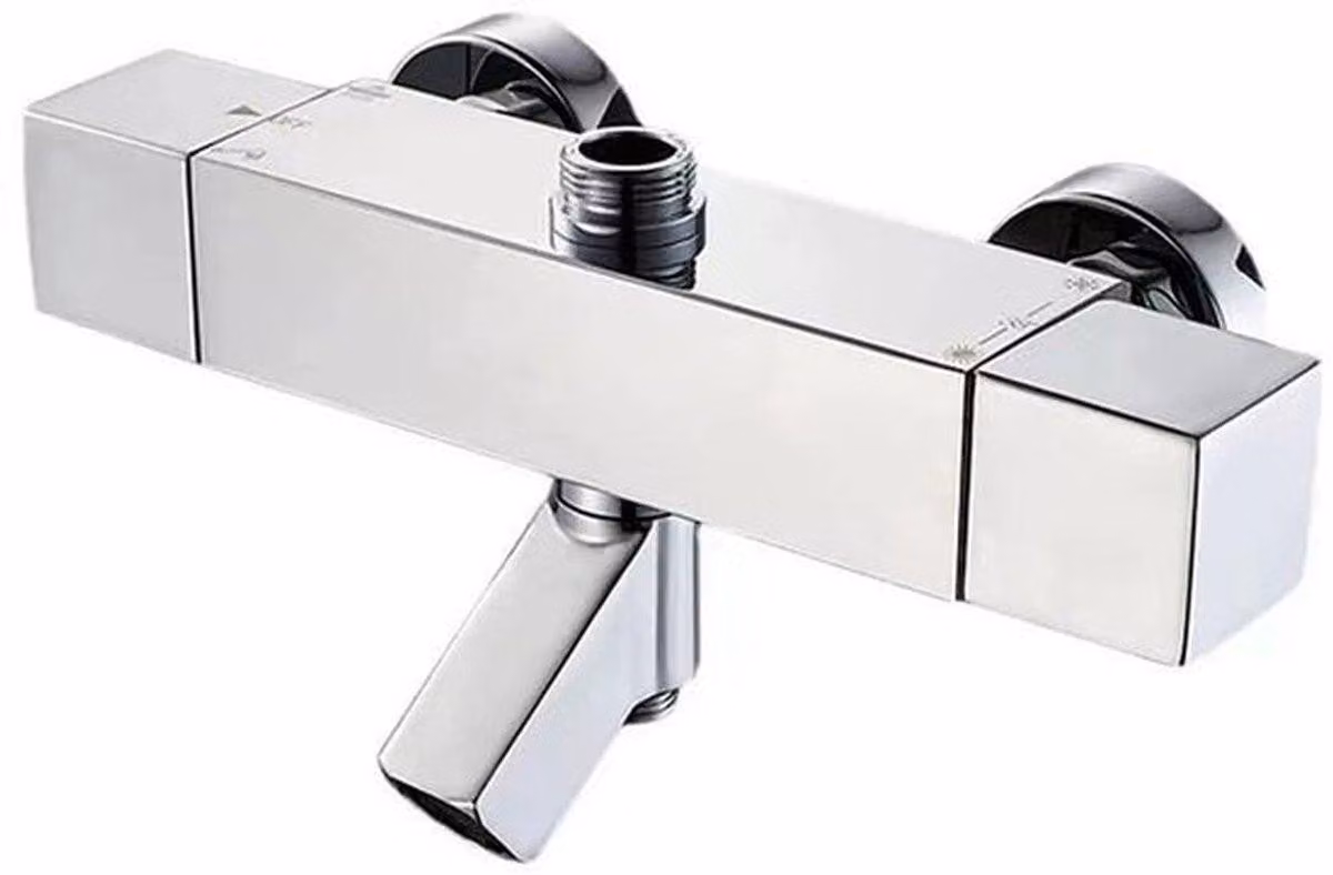 Miscelatore termostatico per doccia a 38°C - Miscelatore per vasca - Miscelatore per doccia con tre uscite - Ottone cromato - Funzione di sicurezza - Temperatura costante