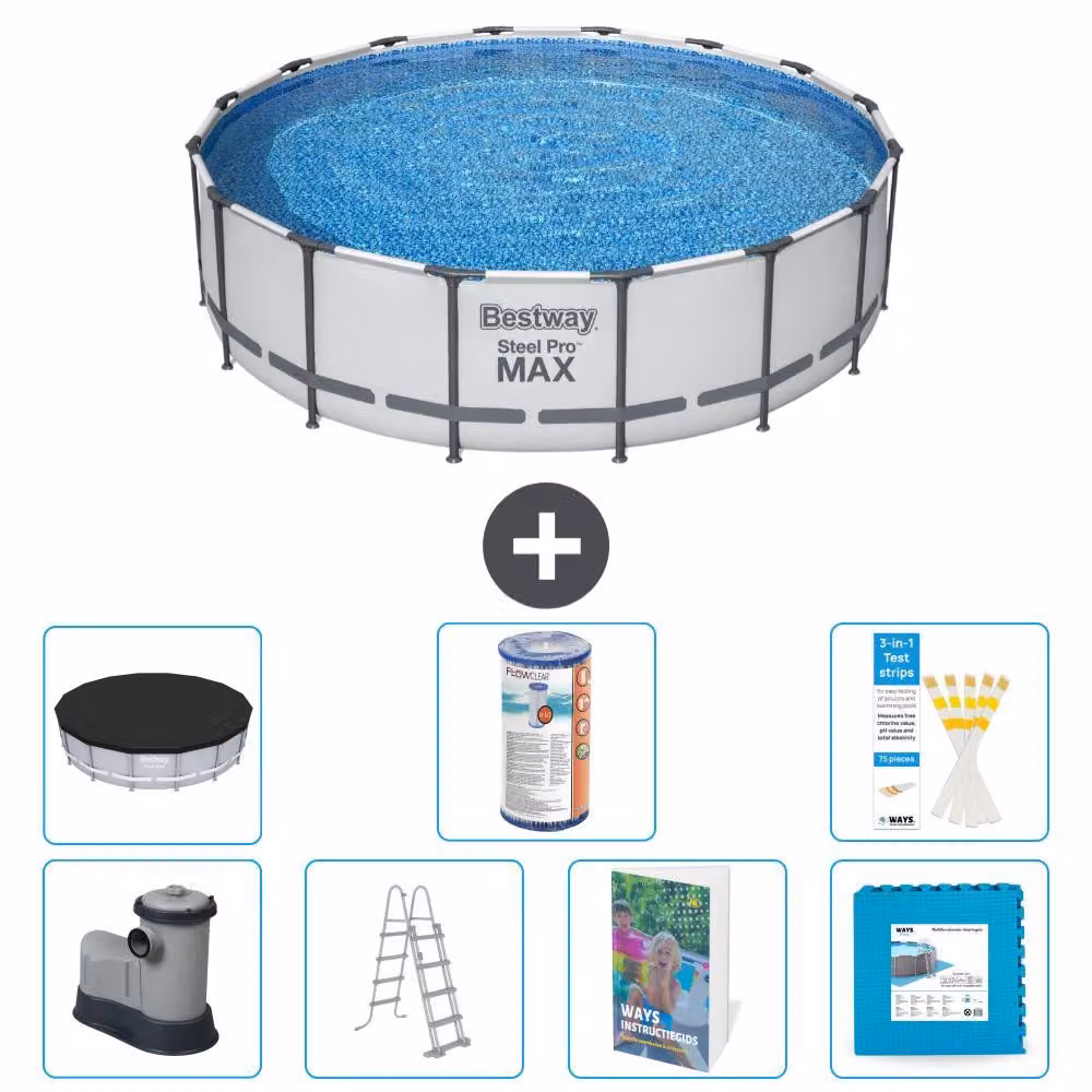 Piscina gonfiabile Bestway Steel Pro MAX, rotonda, 488x122 cm, composta da 6 parti, modello S602