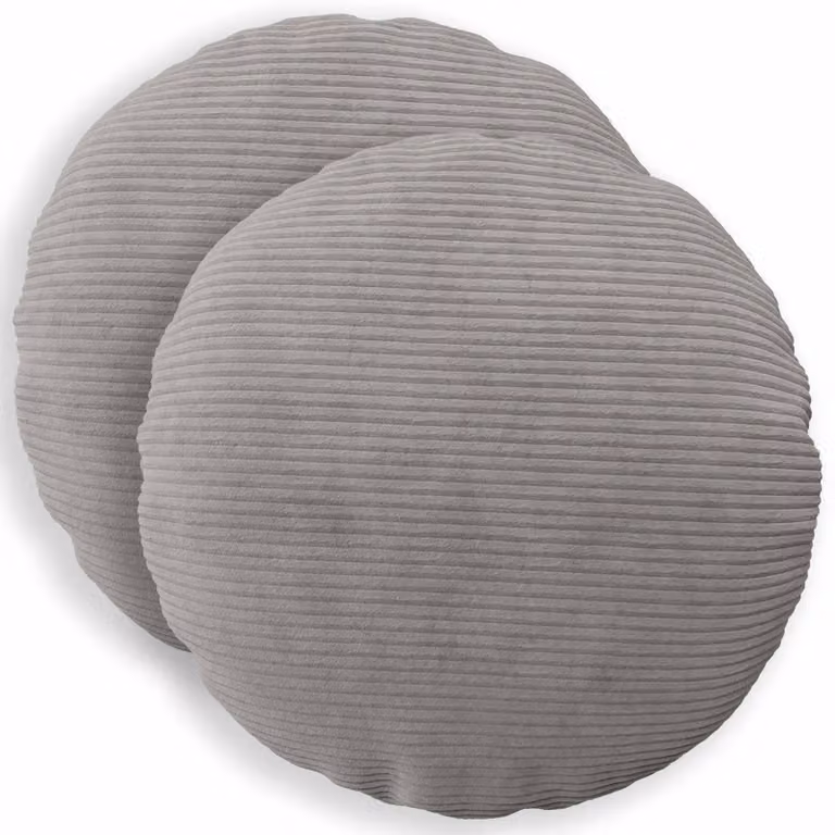 Set di 2 federe rotonde vidaXL HEERLEN in velluto a coste, Grigio Chiaro, Ø 40 cm