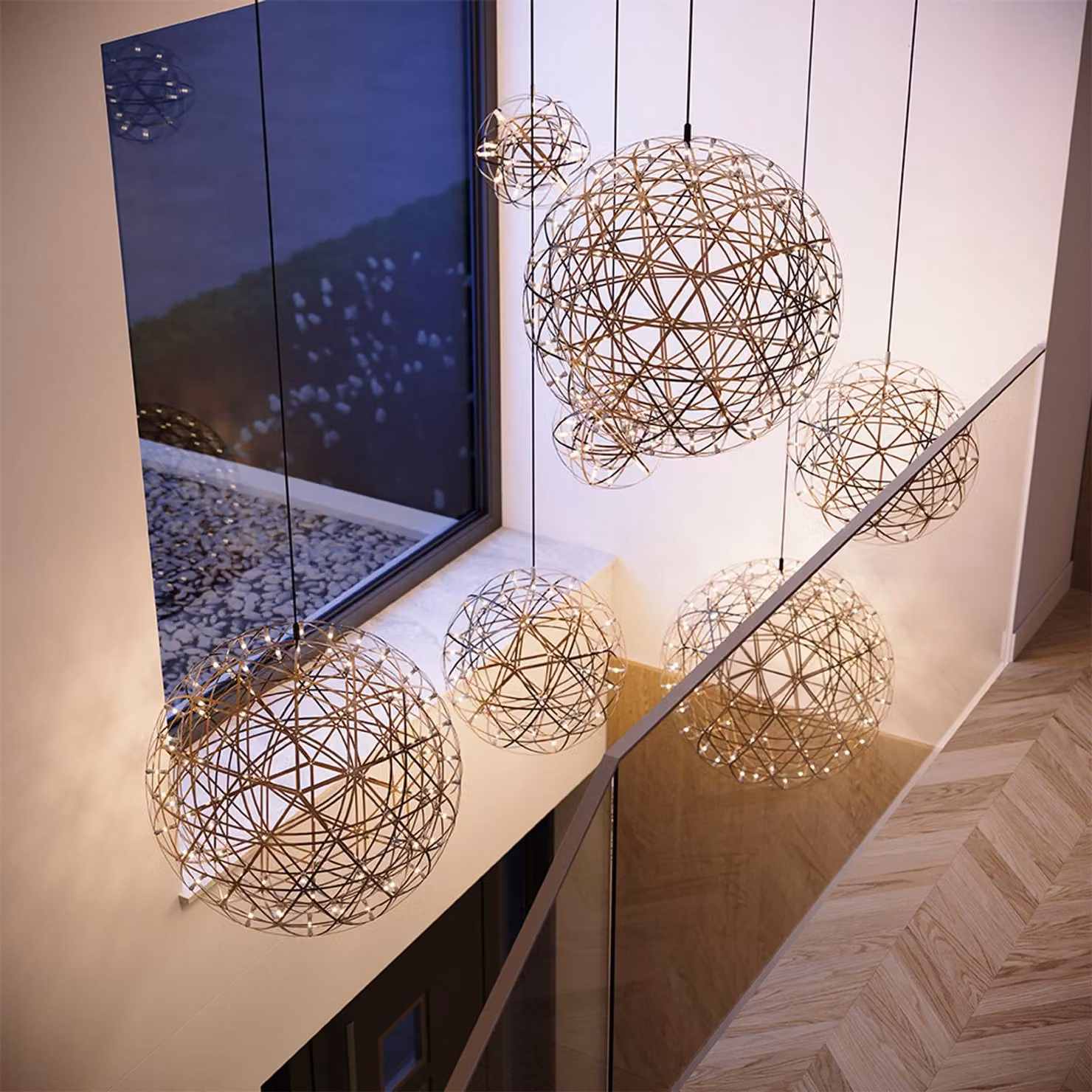 s.luce Atom LED lampada a sospensione Dimmerabile Lampada a sospensione Cromo Ø 70cm Rotonda