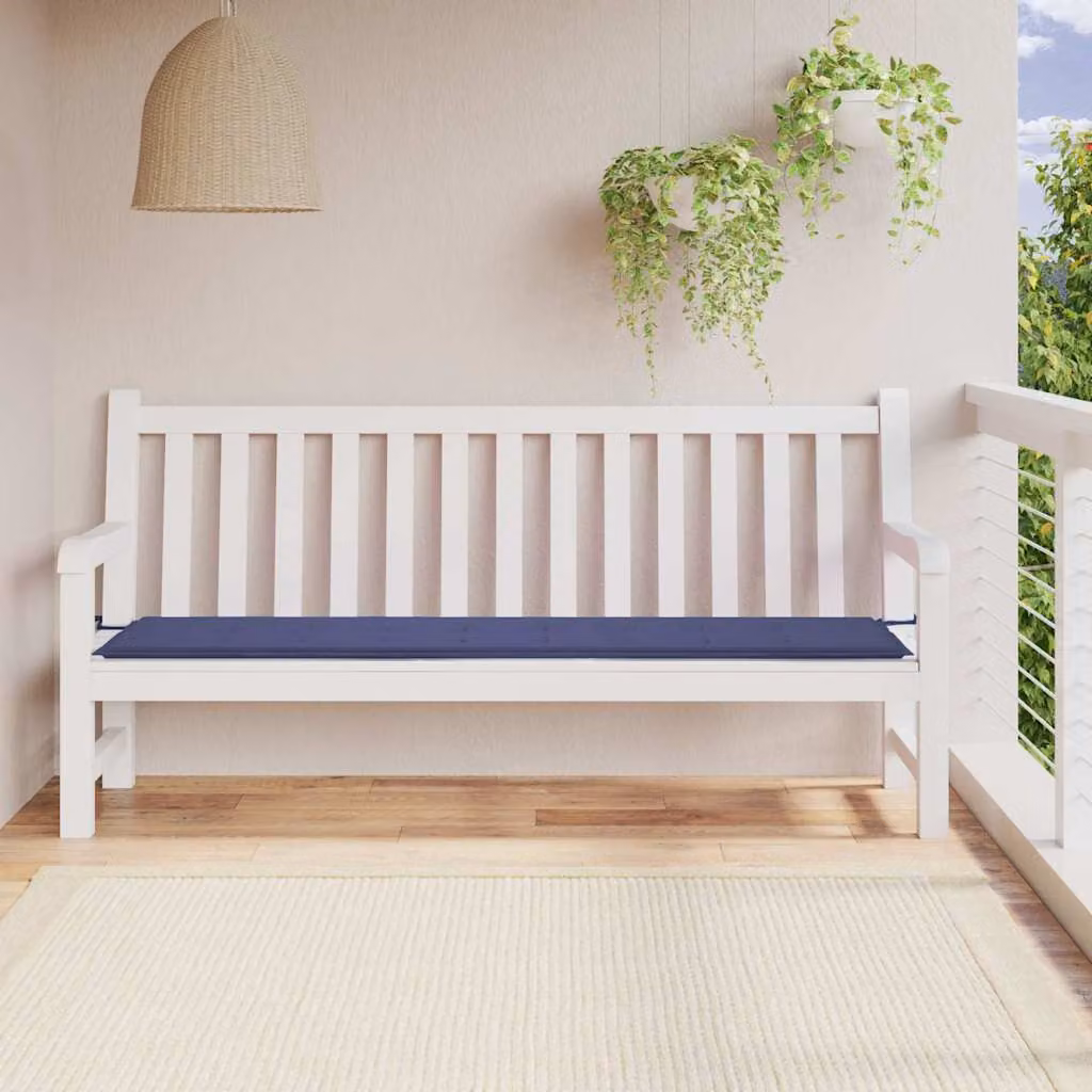 Cuscino per panca da giardino vidaXL Blu, L: 200 cm, P: 50 cm, H: 3 cm, in tessuto Oxford impermeabile e traspirante