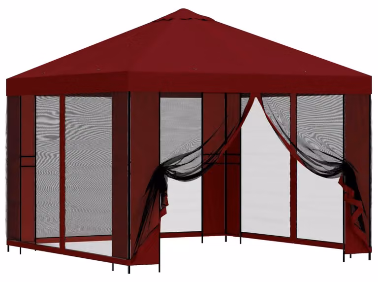 Gazebo da giardino con pareti laterali 3 x 3 m Borgogna