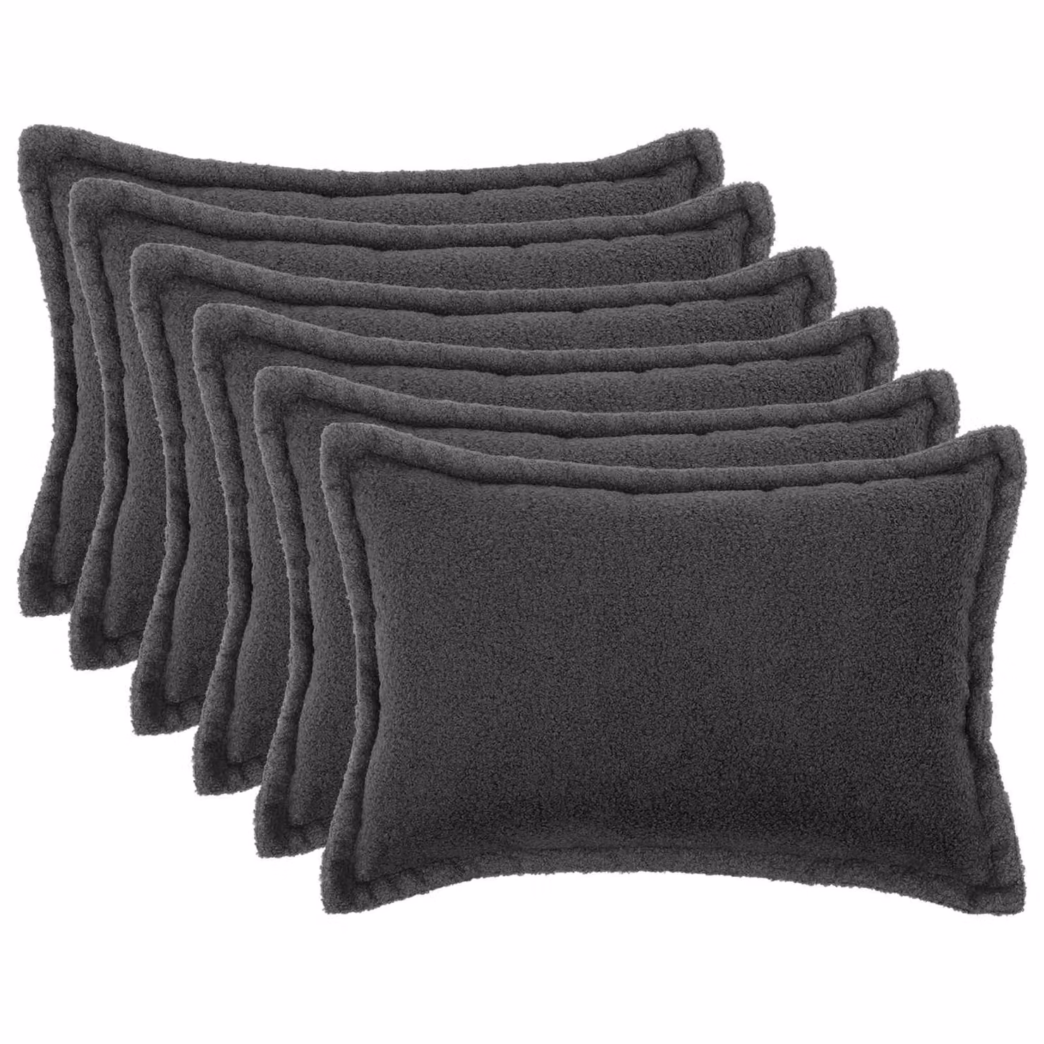 Set di 6 federe vidaXL HOUTEN in tessuto bouclé grigio scuro, L 50 cm x P 70 cm