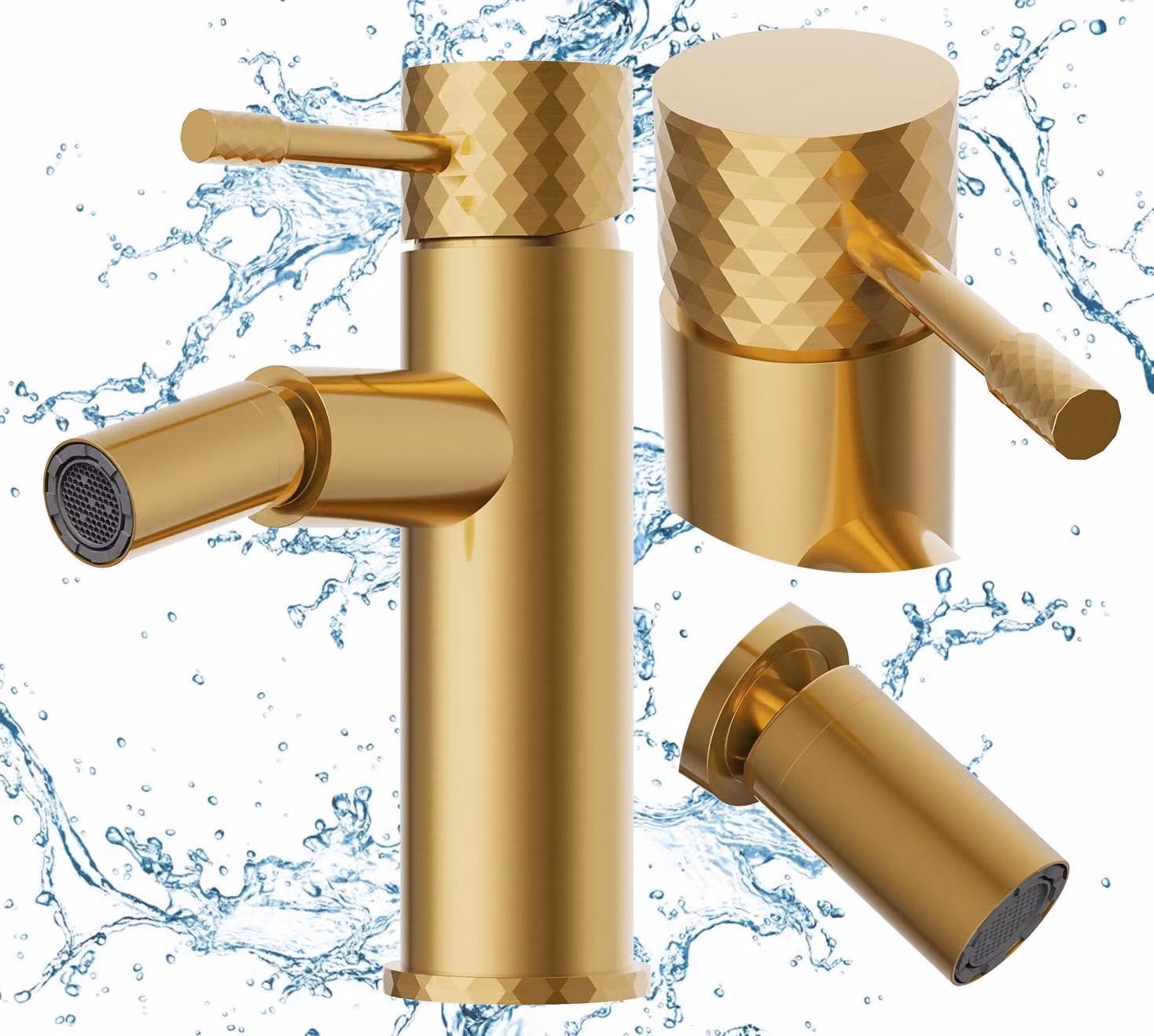 Granitan - Miscelatore bidet - Rubinetto bagno altezza 17,8 cm - Rubinetto oro - GLAMI
