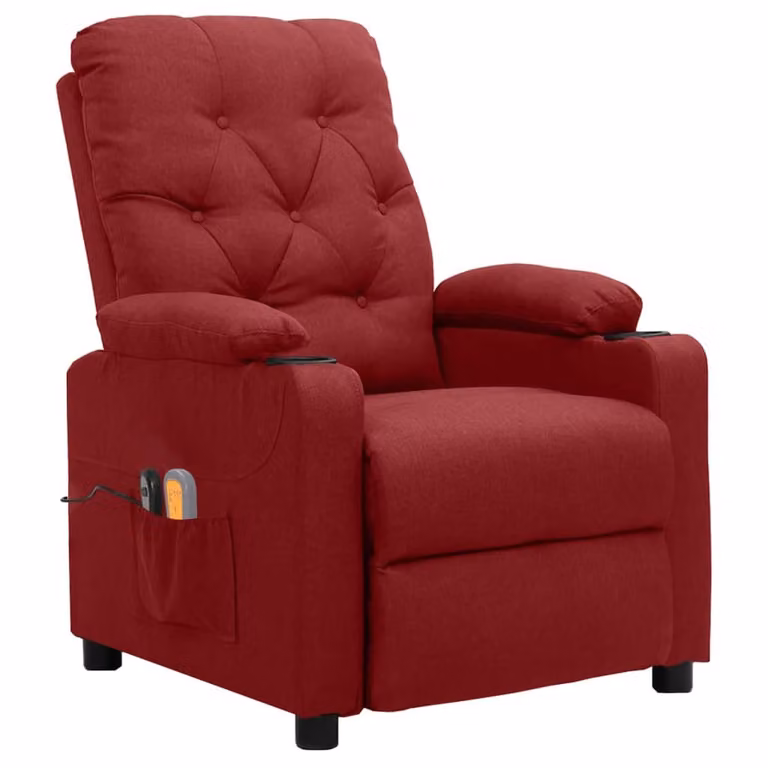 vidaXL Sedia da massaggio elettrica in tessuto rosso vino