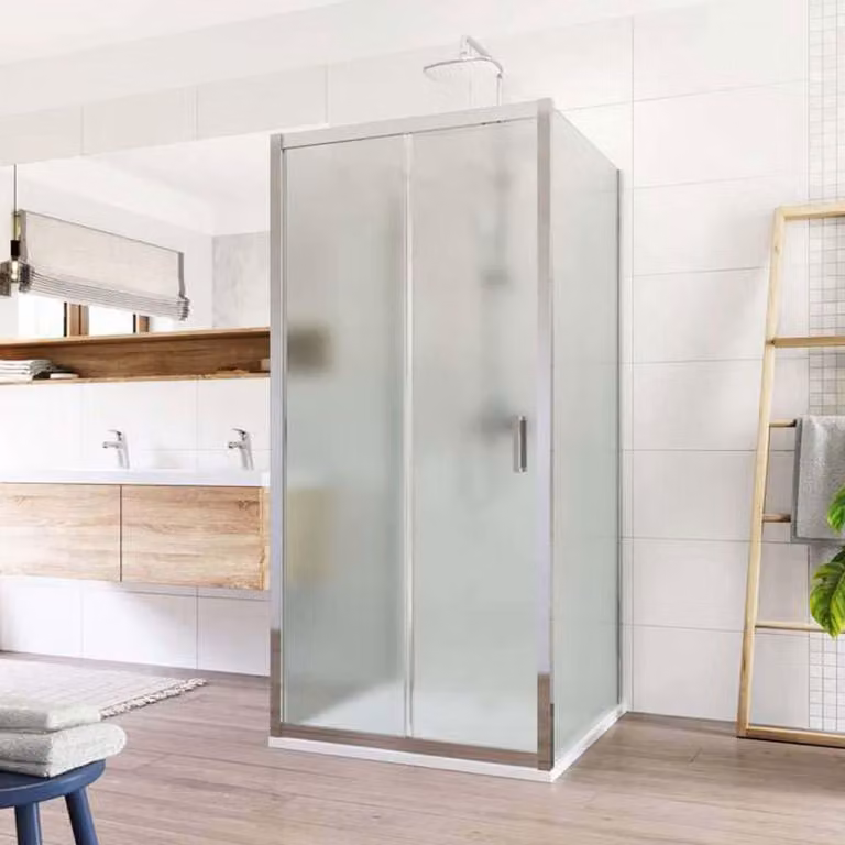 Box doccia Mereo, Lima, a U, a scomparsa, 100x100x100 cm, cromo ALU, vetro Point - CK85732K