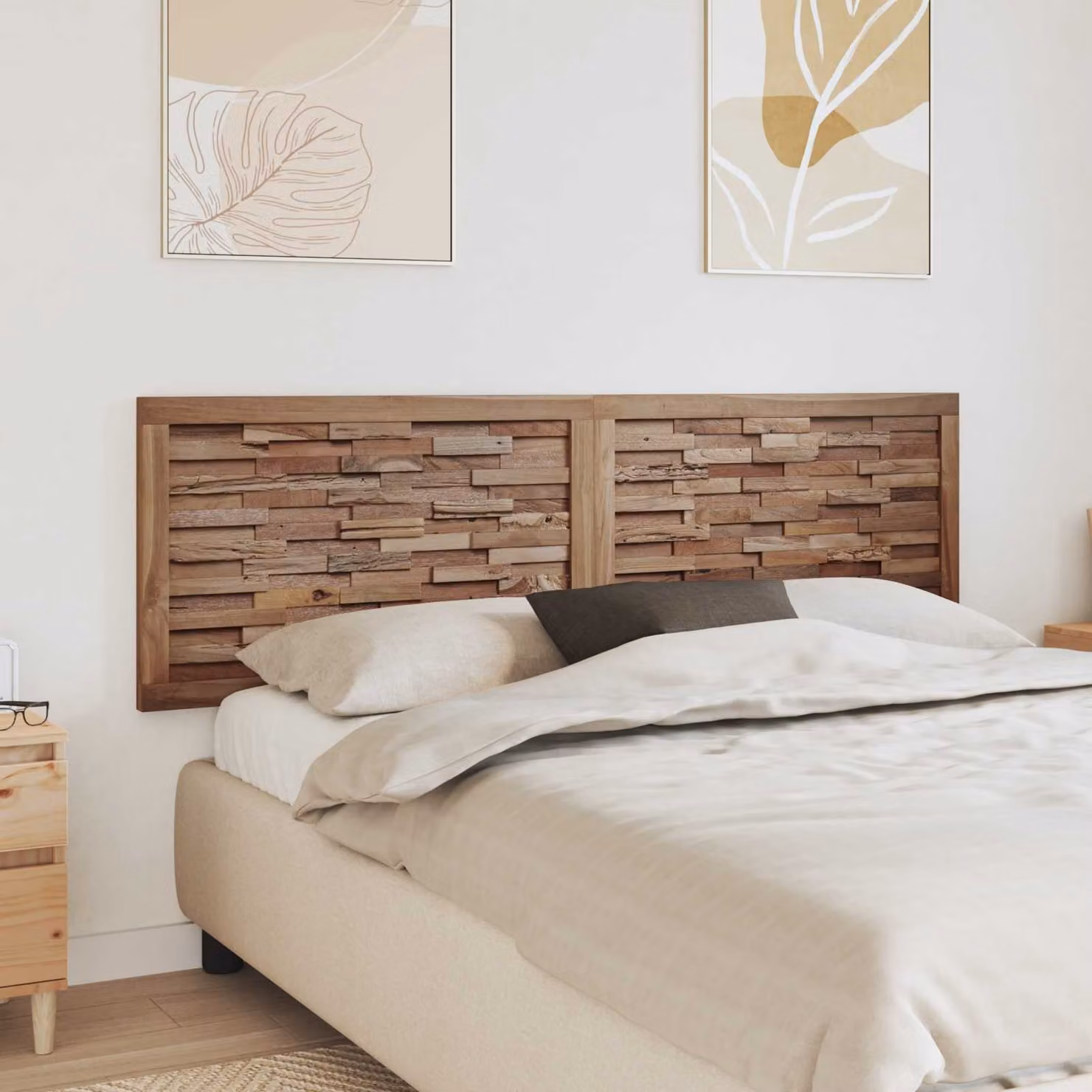 Testiera del letto vidaXL in legno di teak solido naturale colore marrone L: 180 cm, H: 55 cm, P: 13,16 cm