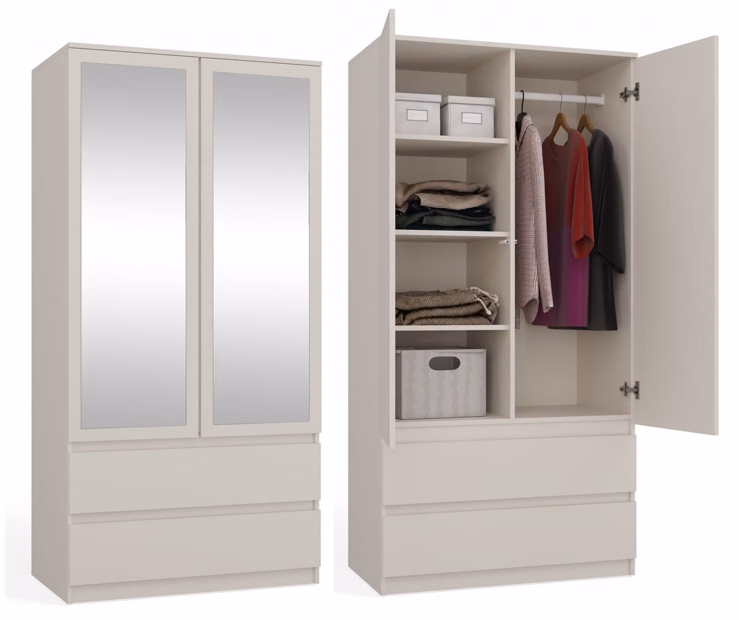 Armadio da ingresso 90 cm con specchio TAAVI - cashmere