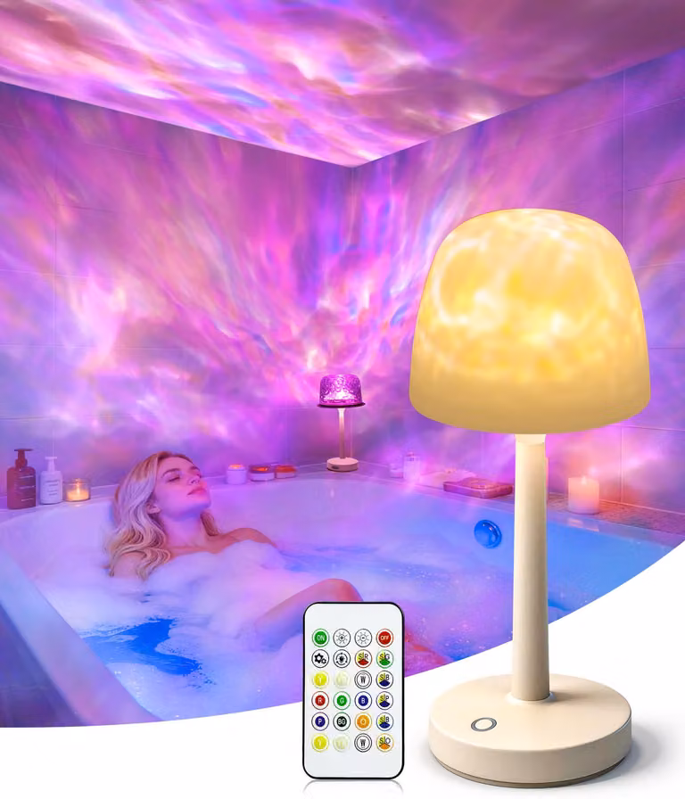 Lampada da doccia impermeabile con controllo touch e telecomando, ricaricabile