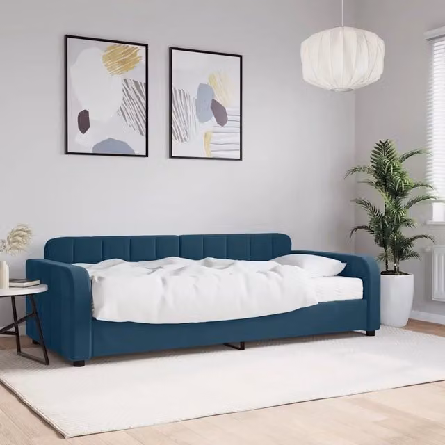Divano Letto con Materasso-Sofa Letto-Daybed Blu 90x200 cm in Velluto 294951