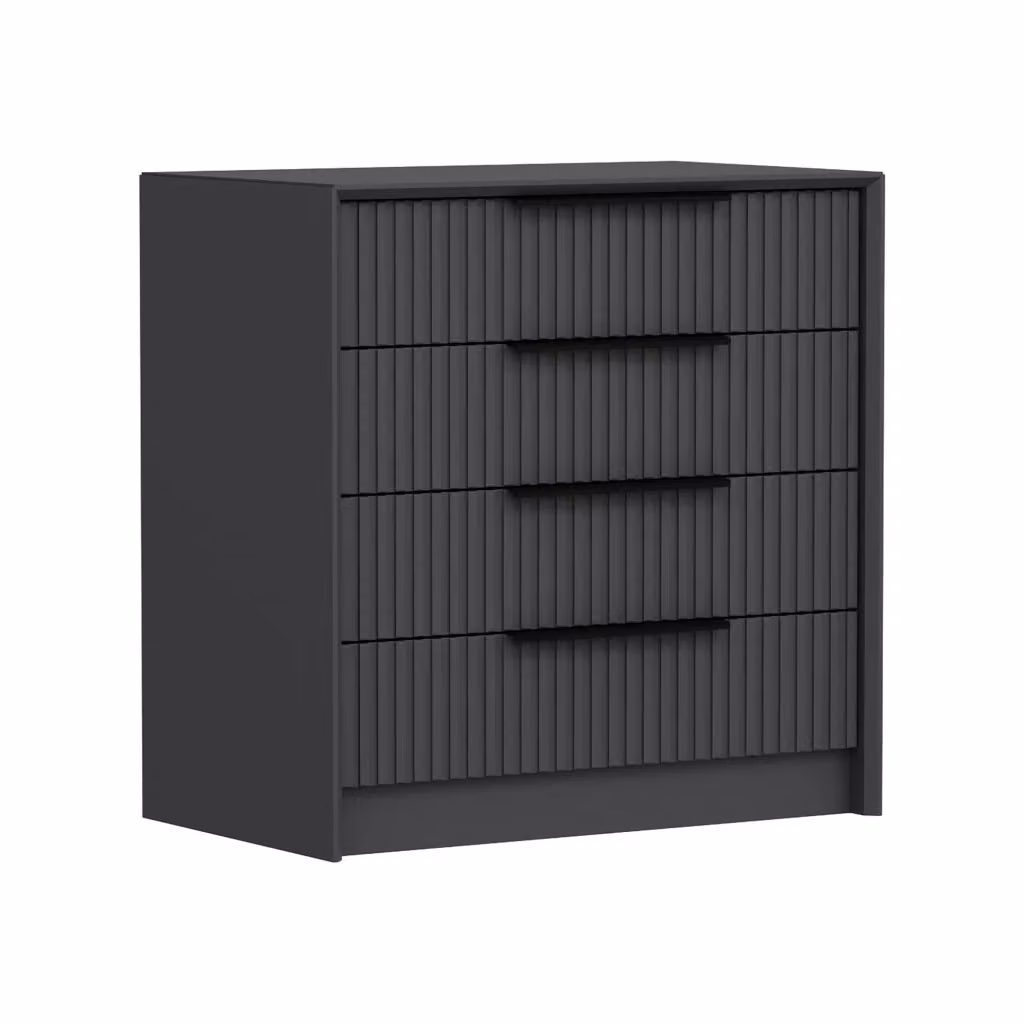 Cassettiera DMORA Jebi con 4 cassetti in stile moderno, colore nero antracite opaco, L 45 cm x P 72 cm x H 77 cm – 2
