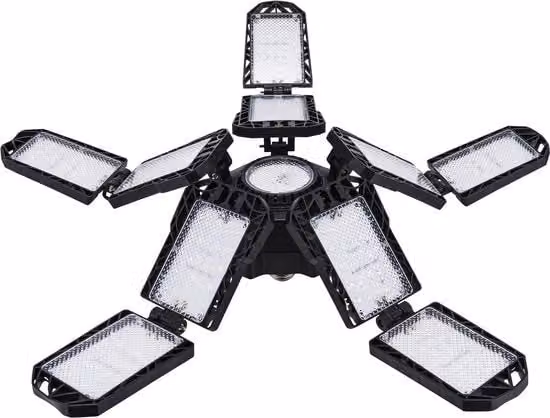 Kit di 2 pezzi di illuminazione LED Mercadome con 10 pannelli regolabili e attacco E27, luce bianca fredda, colore bianco e nero