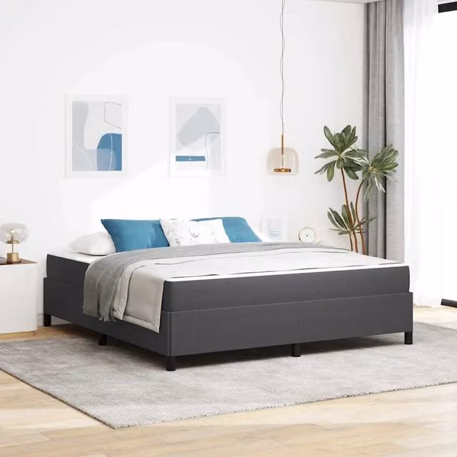 Struttura letto moderna vidaXL in tessuto grigio e bianco L 180 x P 200 x H 203 cm
