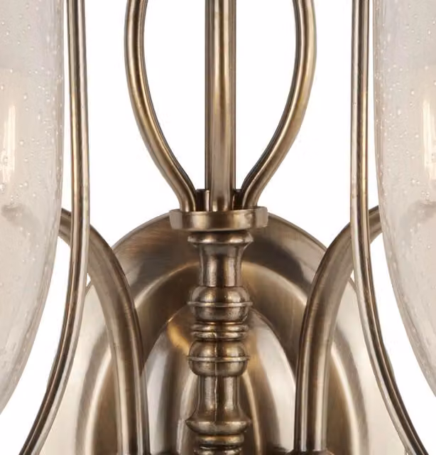 Applique da parete Searchlight in ottone e vetro trasparente con 2 luci E14