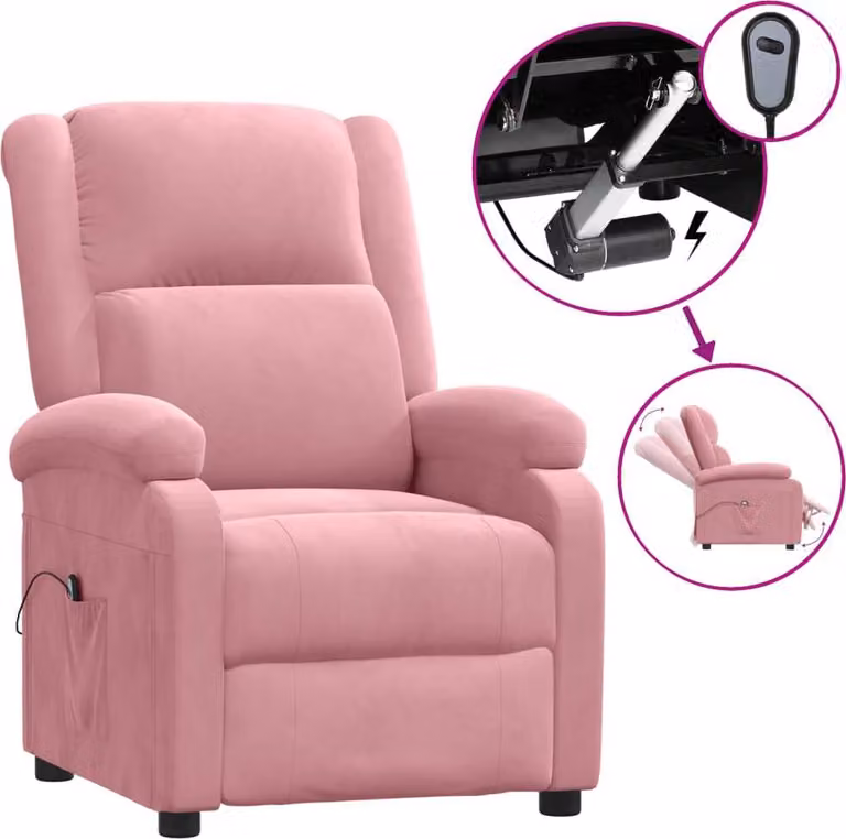 Recliner elettrico in velluto rosa