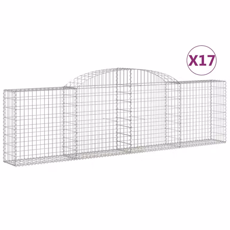 Cesti Gabbioni ad Arco 17 pz 300x30x80/100 cm Ferro Zincato