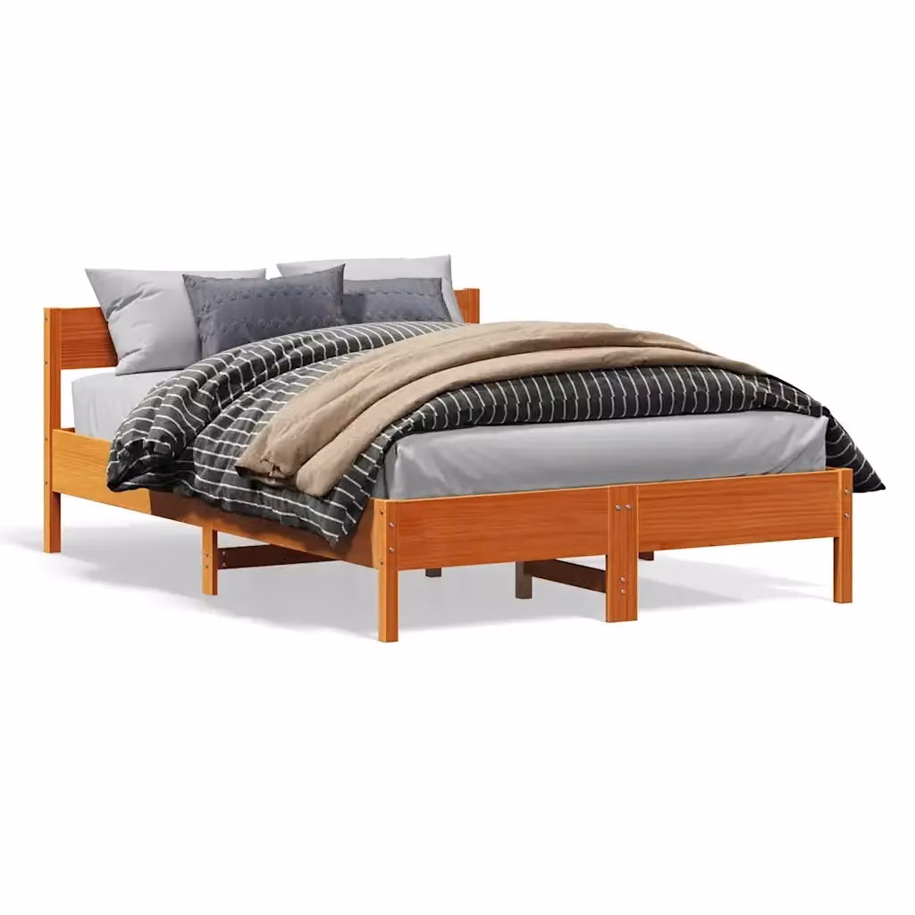 Giroletto vidaXL in legno massello di pino color marrone cera con doghe fisse L/P/H: 140 x 200 x 145,5 cm – 2