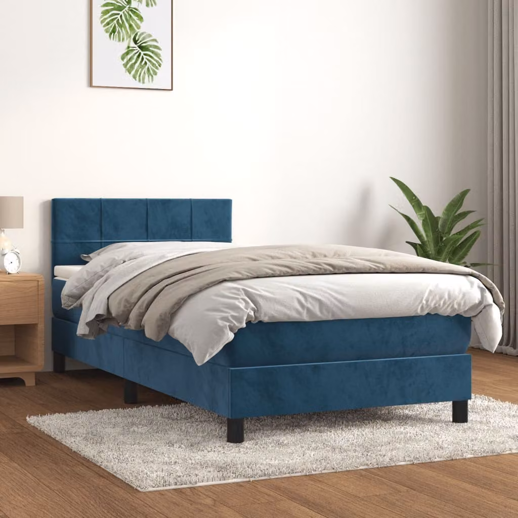 Maison Exclusive - Giroletto a Molle con Materasso Blu Scuro 100x200 cm in Velluto