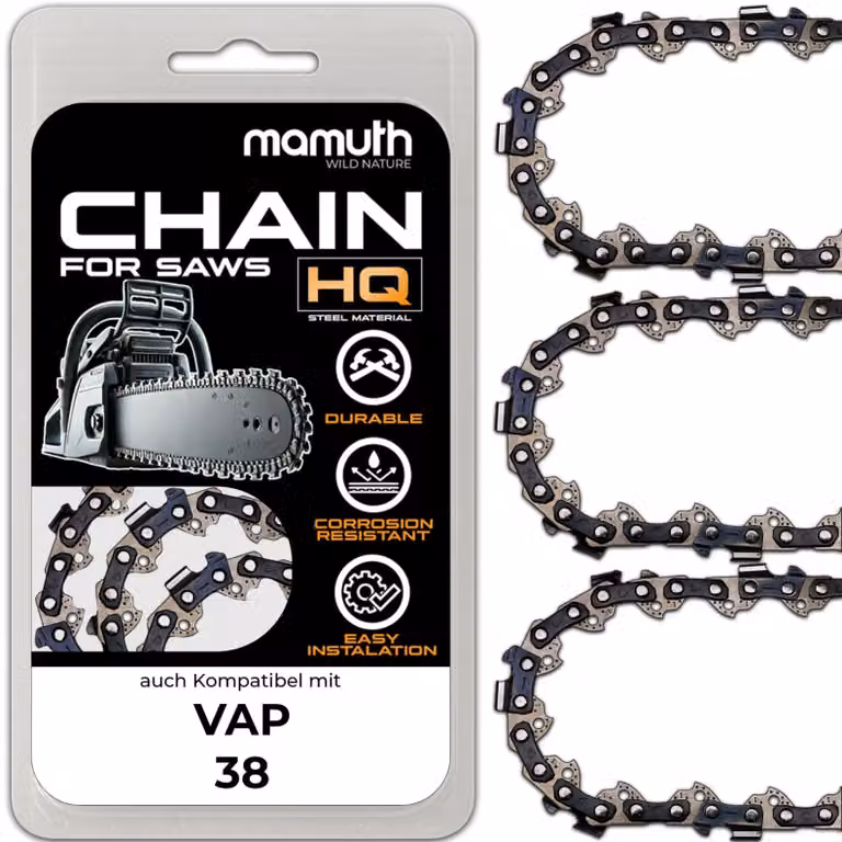 3 catene per motosega, catena per motosega da 45 cm, 1,5 mm, 0,325", 72 maglie, compatibili con VAP 38