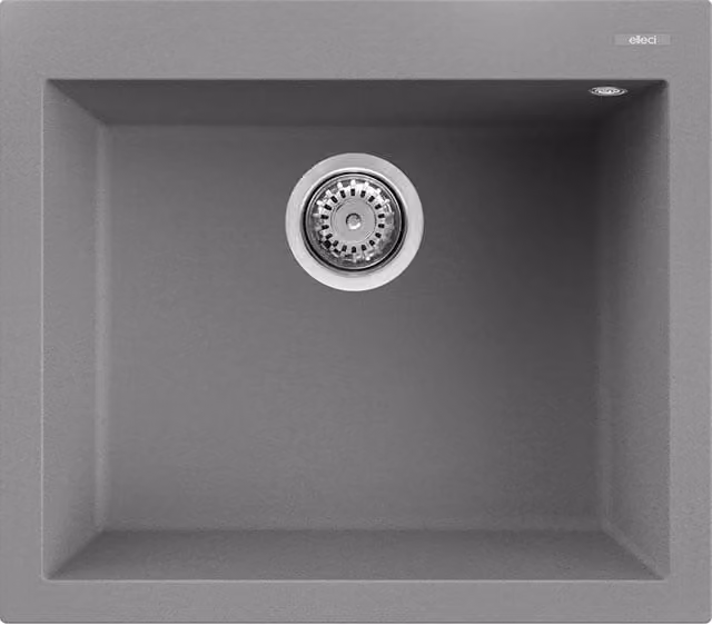 Lavello Elleci Incasso 1 vasca 57x50 Quadra 105 Metaltek Grigio Titanium LMQ10573