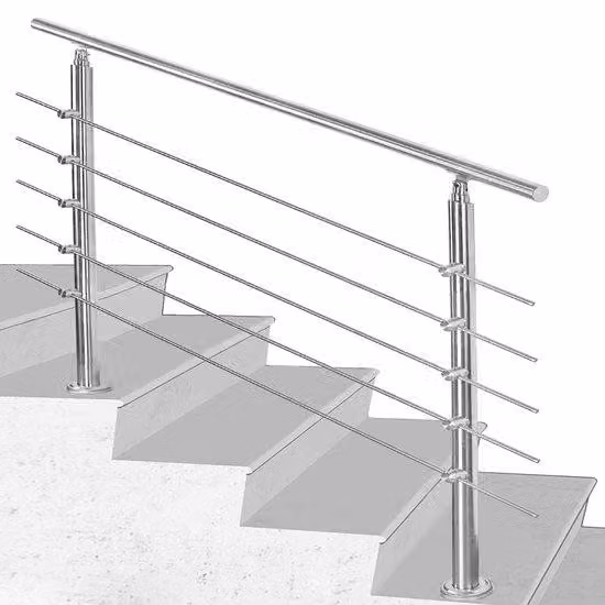 Scala a 5 pioli in acciaio inossidabile, 150 cm, color argento, facile da installare, adatta a tutte le scale